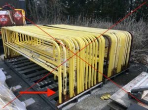 Yellow Powder-Coated Guardrail Rusted