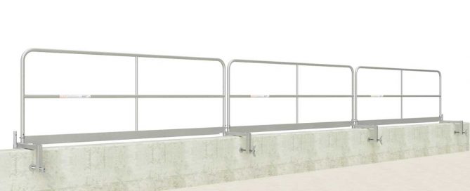 HLM-GRPC2PG Parapet Wall Mount Clamp: Dual post adjusts 6-18”. Non-penetrating. Galvanized.