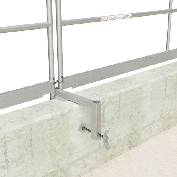 HLM-GRPC2PG Parapet Wall Mount Clamp: Dual post adjusts 6-18”. Non-penetrating. Galvanized.