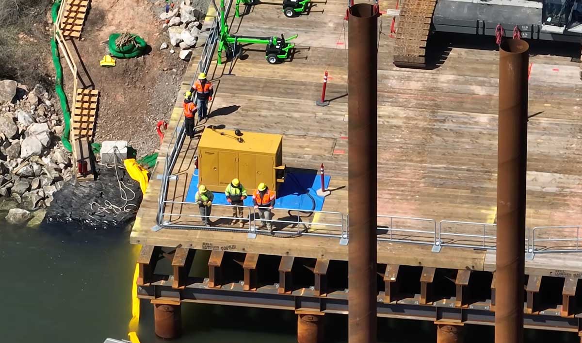 bridge construction safety rails protecting workers